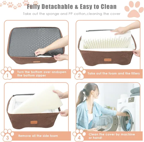 Miniatura 6 de AlfaTok Asiento de automóvil para perro, refuerzo de espuma viscoelástica para perros medianos de hasta 45 libras, cama de viaje elevada desmontable