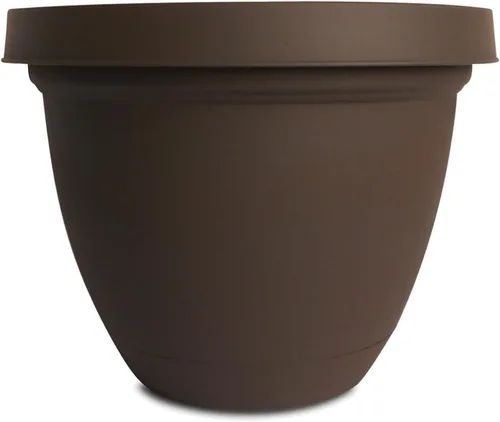 The HC Companies Infinity - Maceta redonda decorativa de plástico de 8 pulgadas con platillo extraíble para plantas de interior y exterior, color