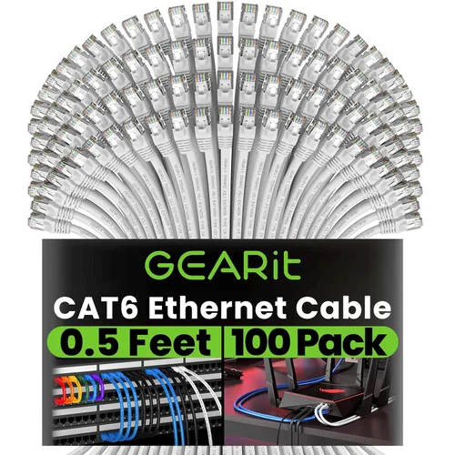 Miniatura 54 de Paquete de Cable Ethernet Cat 6 GEARit - Pack de 10 cables de conexión Ethernet Cat6 de 15 pies Cable de conexión de red RJ45, conectores dorados