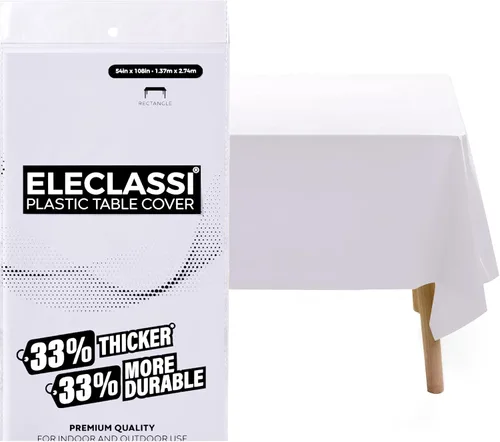 Miniatura 28 de Eleclassi Negro Paquete de 12 Manteles Redondos de Plástico Desechables Premium - Manteles de Mesa de Plástico Redondos de 84 Pulgadas para Fiestas