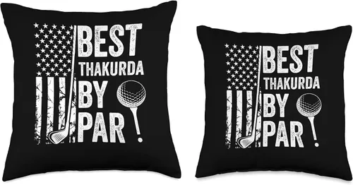 Miniatura 3 de Best Dad By Par Golfing Apparel by AlphaONE Best Thakurda by Par USA Flag Father's Day Golfing Dad Throw Pillow, 16x16, Multicolor