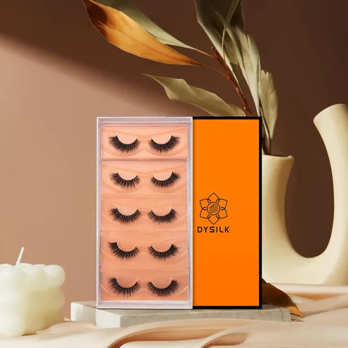 Miniatura 4 de DYSILK Pestañas postizas de visón, 5 pares de pestañas 6D, kit de extensión de pestañas de visón sintético, pestañas postizas, pestañas esponjosas