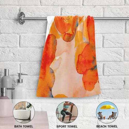 Miniatura 2 de ALAZA Juego de 2 toallas de mano con diseño de flor naranja y amapola de maíz, toallas de baño de algodón, juego de decoración para niños, 28 x 14.4