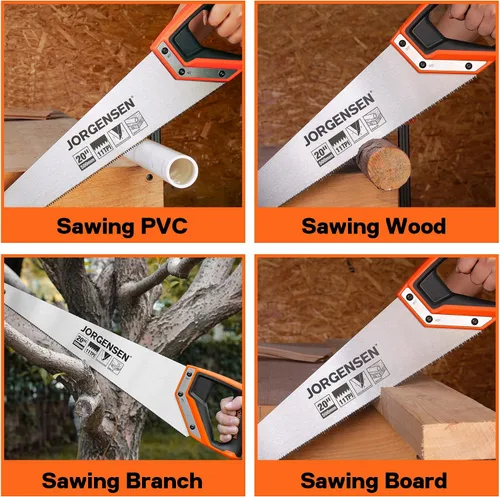 Miniatura 9 de JORGENSEN Sierra de mano Pro de 20 pulgadas, 11 TPI de corte fino ergonómica con mango de aluminio no deslizante por soldadura ultrasónica