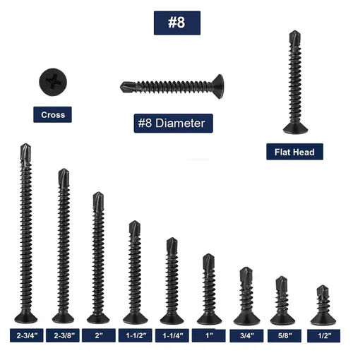 Miniatura 3 de Tornillos de chapa metálica #8 x 3/4 pulgadas, 100 unidades de acero inoxidable 410 tornillos autorroscantes rápidos de acero inoxidable 410