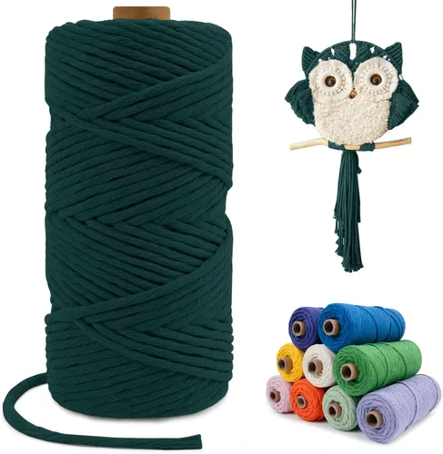 Miniatura 103 de Cuerda de macramé de una sola hebra de 0.197 in x 110 yardas, cuerda de macramé de algodón natural de 0.197 in, cuerda de algodón grueso para colgar