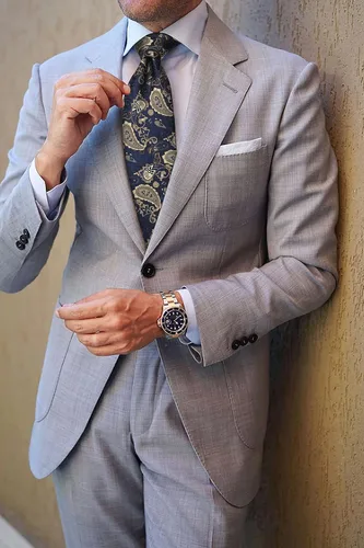 Miniatura 168 de HISDERN Corbatas para hombre, corbata de cachemira y bolsillo cuadrado tejido clásico floral para hombre, corbata de fiesta de boda