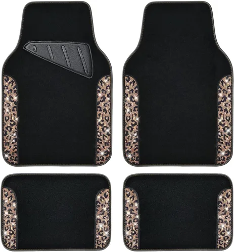 Miniatura 20 de CAR PASS - Alfombras de coche con diamantes brillantes, alfombrillas de suelo de diamantes de imitación con purpurina brillante con almohadilla