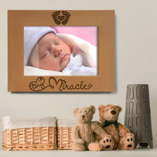 Miniatura 7 de KATE POSH - Marco de fotos de madera natural grabado Tiny Miracle para bebé, nuevo papá y mamá, regalo de padres, ultrasonido, ecografía, anuncio