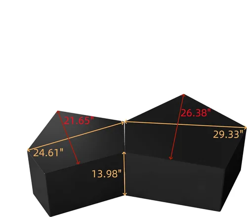 Miniatura 2 de Juego de mesa auxiliar anidable, geométrico, pentágono irregular, cóctel, centro, sala de estar, oficina, comedor (negro)