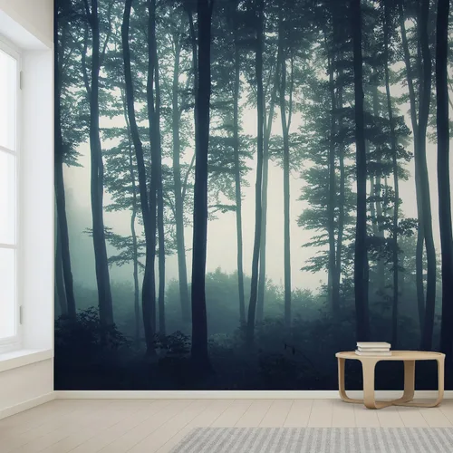 Miniatura 2 de wall26 Mural de pared de paisaje de un bosque brumoso, calcomanía extraíble, decoración del hogar, 66 x 96 pulgadas