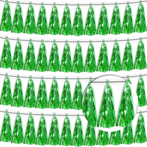 Miniatura 31 de Guirnalda de flecos de papel de aluminio metálico 4P con borlas de oropel, telón de fondo para flotadores de desfile, decoraciones de graduación
