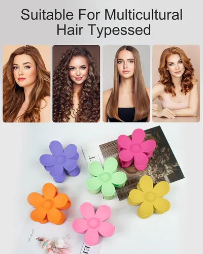 Miniatura 5 de 6 pinzas para el cabello de flores, pinzas grandes para cabello grueso, mate, antideslizantes, de sujeción fuerte, lindas pinzas de margarita