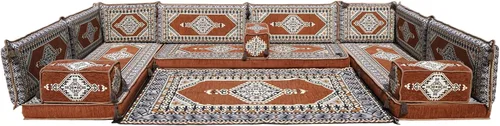 Miniatura 65 de arabicsofa Cojines de piso árabe en forma de U – Sofá tradicional Majlis con sofá otomano