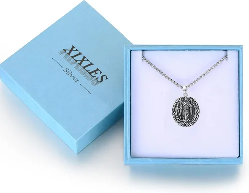 Miniatura 406 de Collar con colgante de plata de ley 925 con medalla de San Patrón, joyería religiosa para hombres y mujeres, con cadena de acero inoxidable 316L