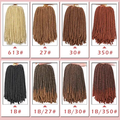 Miniatura 5 de Xtrend - Cabello trenzado de ganchillo con rizos de resorte, color rojo cobrizo, 12 pulgadas, para rizos de mariposa de imitación, extensiones