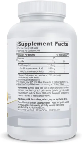 Miniatura 2 de Nordic Naturals ProEPA, Limón - 120 geles blandos - 1210 mg Omega-3 - Fórmula EPA de alta intensidad para un estado de ánimo saludable, salud
