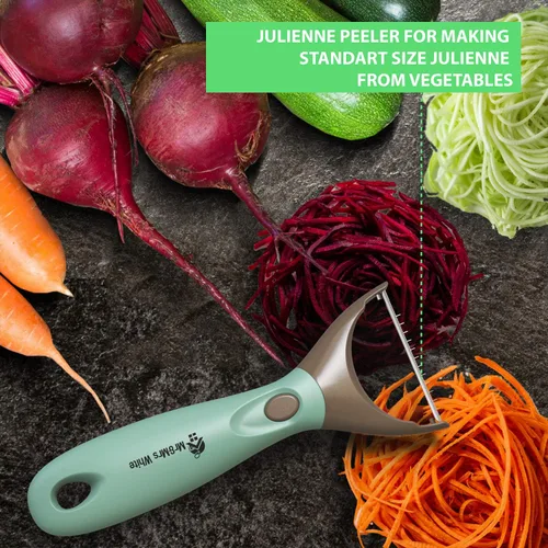 Miniatura 5 de Juego de pelador de verduras 3 en 1 de alta calidad, cuchillas afiladas de acero inoxidable con mango intercambiable, peladores rectos, juliana