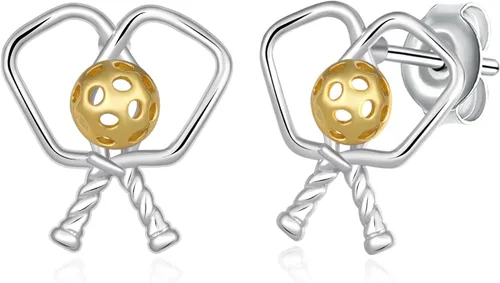 Aretes de béisbolpickleballbaloncestovoleibolsofbolfútbolbolos S925 de plata esterlina, aretes deportivos para mujeres, joyería deportiva, regalos