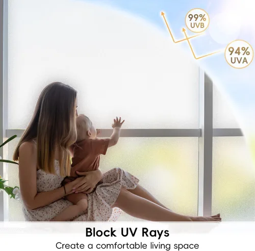 Miniatura 3 de DIFIT Película de privacidad para ventana, película de vidrio esmerilado, adherencia estática, reutilizable, opaca, con bloqueo UV, película de Puro
