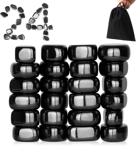 24 piezas de imanes grandes para nevera negros, kit de ciencia de piedras, imanes irregulares pulidos magnéticos para pizarra, casillero, imanes de