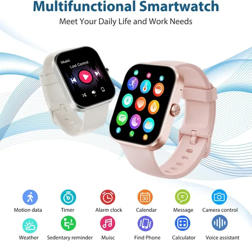 Miniatura 6 de Reloj inteligente de 4,85 cm (1,91") HD para hombres y mujeres, rastreador de fitness Bluetooth con función de llamada, más de 112 deportes