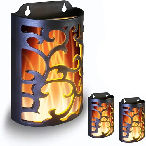 WRalwaysLX Faroles decorativos con temporizador, velas sin llama para interiores y exteriores, apliques de pared con llamas parpadeantes para