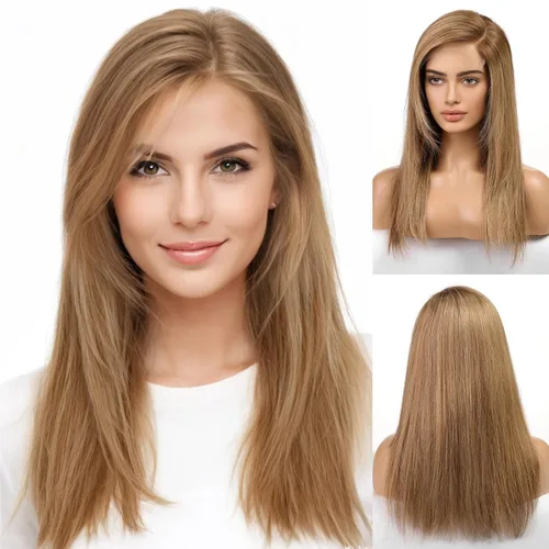 Miniatura 15 de KKU Pelucas de cabello humano de 16 pulgadas para mujer, peluca de cabello lacio en capas con flequillo, realismo natural, pelucas de cabello real