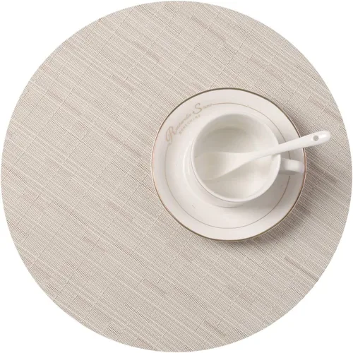 Miniatura 3 de SHACOS Juego de 5 manteles individuales pequeños en forma de cuña con centro de mesa, resistentes al calor, lavables (5, beige)