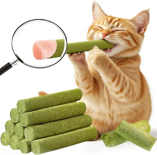 10Pcs/50g Cat Toys Kitten Freeze Dried Catnip Cat Grass Teething Stick Treat for Indoor Cats Edible Removal Hairballs Kitten Toys Kitty Chew for