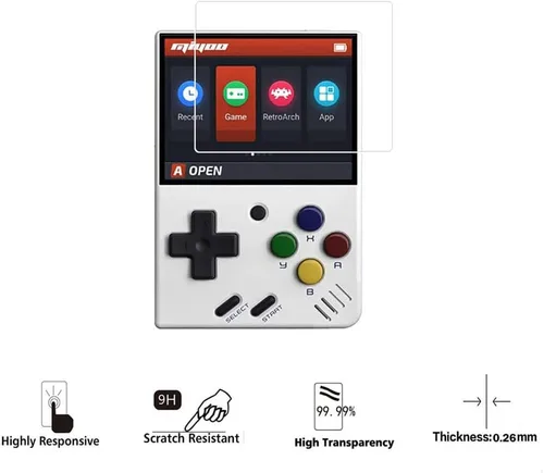 Miniatura 2 de Zshion - Protector de pantalla compatible con Miyoo Mini Plus, película protectora de vidrio templado de dureza 9H, resistente a los arañazos