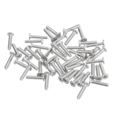 Miniatura 6 de Uxcell M1-0.25 x 2 mm 50 piezas Tornillos de cabeza plana redonda 304 de acero inoxidable Phillips Drive tornillos de máquina para fijación