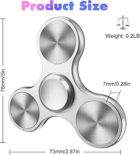Miniatura 3 de Fidget Spinners, 3-8 minutos de giros de acero inoxidable con rodamiento de metal Fidget Spinner, EDC TDAH estrés ansiedad alivia juguetes