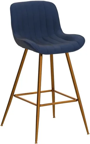 Miniatura 4 de Sidanli Blue - Juego de 2 taburetes de bar de terciopelo de 24 pulgadas con reposapiés, sillas de bar modernas para el hogar, isla de cocina, comedor