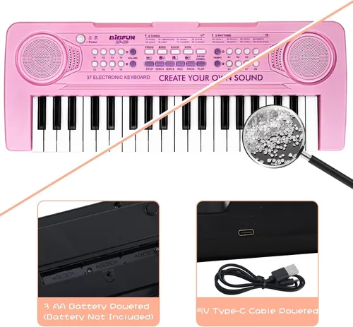 Miniatura 3 de Raimy Piano de teclado de 37 teclas para niños, aprendizaje temprano, educativo, portátil, instrumento musical electrónico, juguetes de regalo