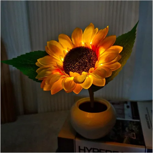 Miniatura 12 de Lámpara de girasol, girasol artificial en maceta con luces LED, luz nocturna LED USB, lámpara de mesa, mesita de noche, dormitorio, luz decorativa