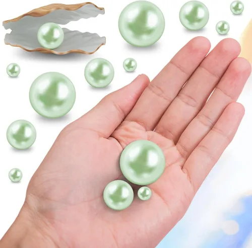 Miniatura 6 de 150 piezas de perlas de imitación de perlas falsas pulidas sin agujero de color verde claro para relleno de jarrón, decoraciones, perlas de plástico