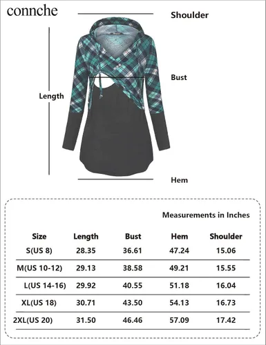 Miniatura 6 de QUINEE sudadera con capucha para mujer de manga larga a cuadros, bloque