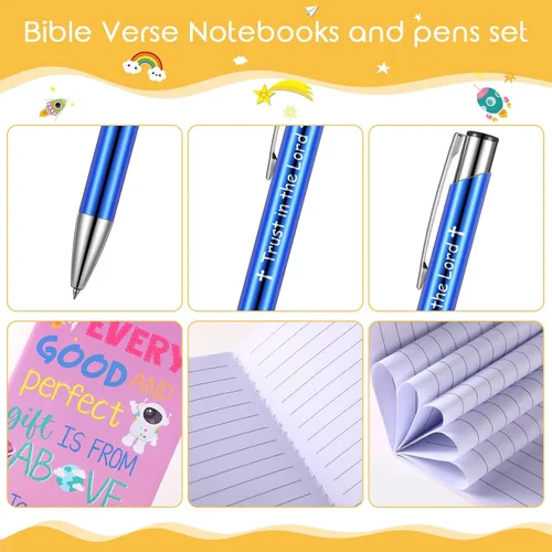 Miniatura 6 de Fulmoon 40 piezas de regalos cristianos para niños, cuadernos motivacionales con versículos bíblicos, bolígrafos religiosos, citas inspiradoras