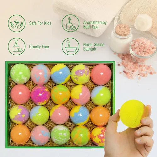 Miniatura 6 de Bombas de baño para niños con juguetes sorpresa en el interior, paquete de 20 bombas de baño para niños con juguetes que brillan en la oscuridad