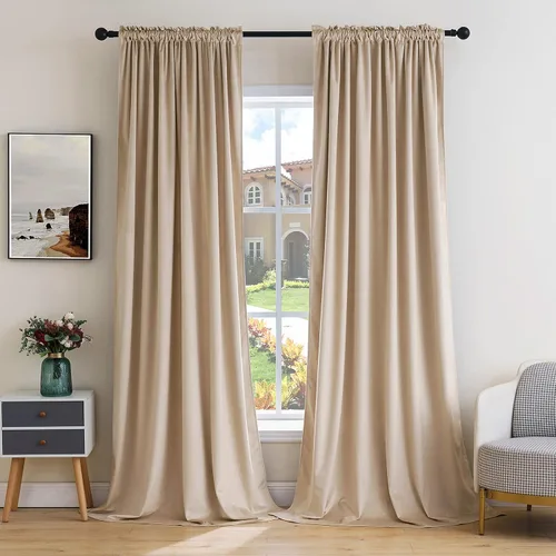 Miniatura 30 de MIULEE - Juego de 2 paneles de cortinas negro opacas y térmicas de terciopelo para la sala de estar y dormitorio, con bolsillo para cortinero, de 63