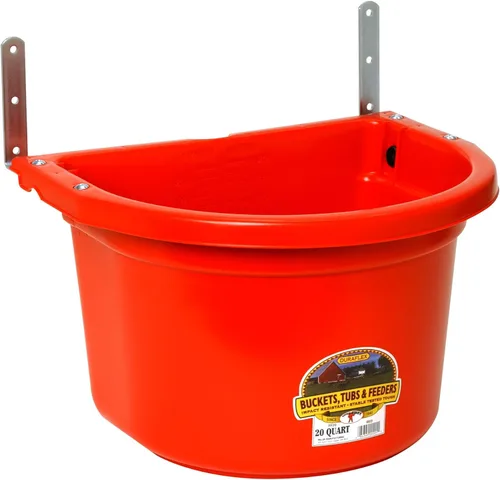 Miniatura 4 de Alimentador de valla de plástico Little Giant® Alimentador para cerdos con clip Cubo de alimentación montable 4.5 cuartos de galón Rojo