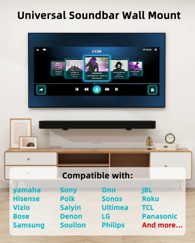 Miniatura 5 de HCMOUNTING Soporte universal de pared para barra de sonido - para Samsung, Sony, Bose, LG, Vizio, Sonos y más soportes de barra de sonido debajo