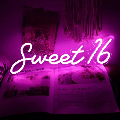 Letrero de neón con 16 luces LED para decoración de fiesta de cumpleaños de 16 años, regalo perfecto para ceremonia de mayoría de edad, también se