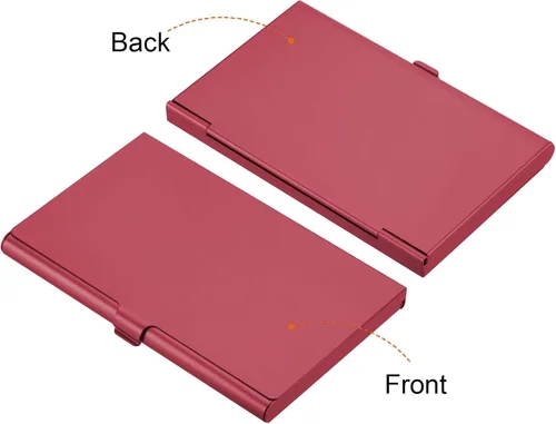 Miniatura 3 de PATIKIL Titular de la tarjeta de visita, caja de tarjeta de metal de aluminio titular de la tarjeta profesional para tarjeta de crédito de la Rojo