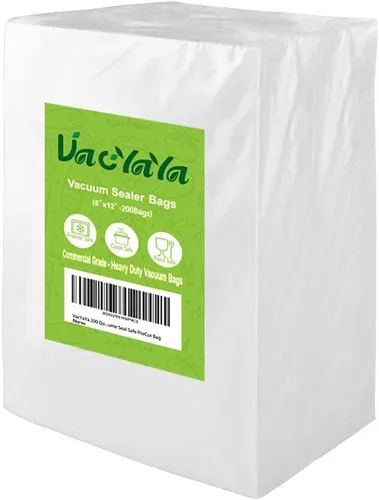 Bolsas de almacenamiento al vacío para congelador, sellador al vacío de 200 cuartos de galón, 8 x 12 pulgadas, bolsas de comida con sellado al vacío