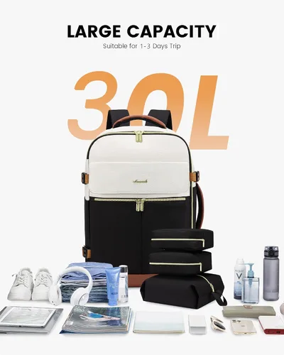 Miniatura 6 de LOVEVOOK: mochila de transporte de 40L, mochila de viaje para mujer con 3 cubos de embalaje
