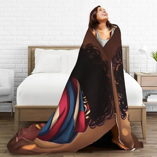 Miniatura 7 de Perinsto Manta de forro polar para niña negra africana, ultra suave y cálida para todas las estaciones, para cama, silla, automóvil, sofá