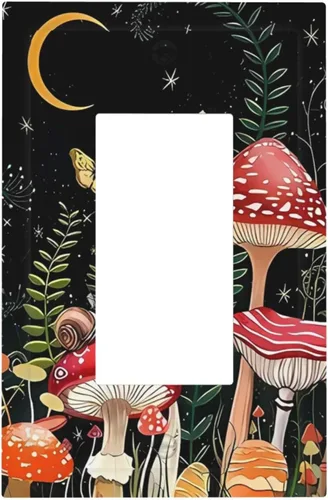Miniatura 43 de Mid Century Morden Boho - Placa de pared para interruptor de luz dúplex de 1 banda, placa frontal decorativa eléctrica para receptáculo para baño