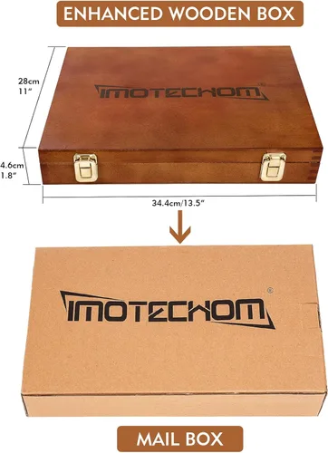 Miniatura 7 de Juego de 12 piezas de herramientas de tallado de madera para carpintería con caja de madera, cuchillas de acero CR-V 60 ultra afiladas
